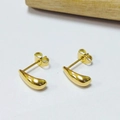 Minimalistische 18K vergoldete Edelstahl-Ohrstecker in gebogener Tropfenform für Damen - Gold Gebogene Tränentropfenbohne / 12*4.5mm
