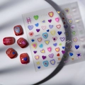 3D geprägte bunte Herz-Nagelsticker mit Jelly-Effekt auf transparentem Hintergrund - Bunte Herz-Relief (CO-032)