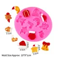 Roze siliconen vorm met kerstklokken, sokken, sterren en handschoenen voor DIY hars of fondant - 1# Kerstthema / Roze
