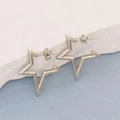 Minimalist silver stainless steel hollow star earrings with a polished metallic finish - Silver Style K7-62