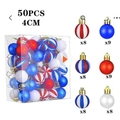 Set 50 palline decorative 4cm per festa indipendenza USA rosso bianco blu patriottico - 4CM 50 Pezzi Per Set