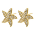 Pendientes de estrella de mar dorada con micro-pavé de cristales de circonita blanca - Dorado