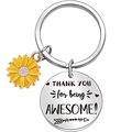 Detail von Sonnenblumen Schlüsselanhänger mit lasergraviertem 'THANK YOU' Metallanhänger - DANKE, dass du TOLL bist!