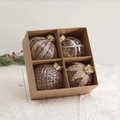 Set di 4 palline di Natale oro champagne con paillettes in confezione da 12 cm - 12cm Trasparente Dipinto (Confezione da 4)