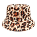 Detailansicht der Leopardenmuster-Fischerhut-Textur und der verstärkten Krempennaht - M (56-58cm) / Beige Braun Schwarz Leopard Stil (3#)