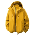 Leuchtend gelbe 3-in-1 Funktionsjacke mit Fleece-Innenfutter und Kapuze für Outdoor - M / Senfgelb