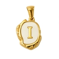 Letter I pendant with irregular gold metal frame and white shell inlay for DIY jewelry - Letter I (SP035G-I(Single Pendant))