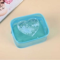 Neceser de PVC transparente azul cielo con un diseño de corazón de purpurina - Corazón de Lentejuelas / Azul