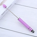 Purple touchscreen beaded stylus pen featuring a metallic shaft and soft rubber tip - Pink Purple