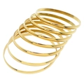 Polished 7-piece set of vacuum gold-plated titanium steel bangles with a glossy finish - Inner Diameter 55mm / Gold (7 Rings)