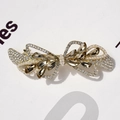 Elegant gold butterfly hair clip with champagne crystals and pearls for women - Luan Si Lemon Yellow