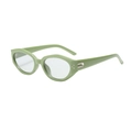 Cat eye sunglasses with light green frame and silver rivets on the temples - Green Frame Light Grey Lens