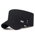 Men's quick-dry black cadet cap with HEYHAT metal label and breathable air vents - Black