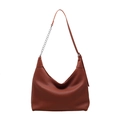 Borsa tote marrone con trama a onde verticali e tracolla a catena in metallo - Marrone
