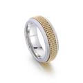 Anillo giratorio de acero inoxidable bicolor con malla trenzada de estilo minimalista - US 6 / Bicolor Oro y Plata