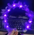 Luminous purple feather headband with LED lights for festive hair decoration - Flower Garland / Goose Feather Purple