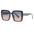 Oversized square sunglasses in matte morandi green with blue-orange gradient lenses - One Size / Sand Green Gray Tea Gradient