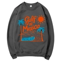 Dark grey Gulf of Mexico graphic sweatshirt featuring a crew neck and ribbed knit cuffs - Dark Gray