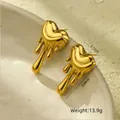 Lava heart drop earrings in gold finish with dimensions and weight details - Smooth Gold / Gold