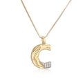 Collana con pendente lettera C dorata con zirconi su raffinata catena a maglia quadra - Lettera C