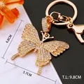 Golden alloy butterfly keychain with sparkling white rhinestones and streamlined tail - Full Rhinestone Gold Butterfly