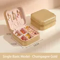Tragbare champagner goldene PU-Leder Schmuckschatulle mit weichem Futter, 10x10x5cm - 10x10x5cm / Gold