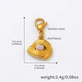 Gold plated stainless steel conch shell pendant with white pearl and lobster clasp - Gold Conch Shell Bead Pendant (D156)