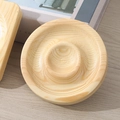 Natural wood round bead display tray with unique circular grain patterns - Round Pine Clear Varnish