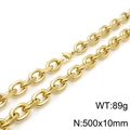 Collana da uomo hip-hop in acciaio inossidabile dorato catena a O 10mm e 89g - Collana Oro (500x10mm)
