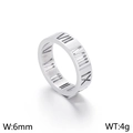 Bague en acier inoxydable argenté avec chiffres romains ajourés et design minimaliste 6mm - US 6 / Acier(KR92462-K)