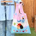 Foldable pink puppy shopping bag with portable pouch and large capacity design - Blue Artist Puppy