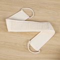 Natural fiber exfoliating back scrubber towel with dual rope handles in beige - Cotton Linen Back Scrubber Strap (8*30*70CM)