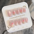Faux ongles œil de chat rose avec motifs de tulipes faits main et fini brillant - XS / Tulipe Rose Œil de Chat (Avec Colle)