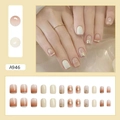 French champagne gradient press-on nails set with glitter and gold line accents - Champagne Gradient Style (A946)