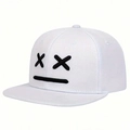 Cappellino snapback bianco a tesa piatta con emoji ricamato nero e cinturino regolabile - Taglia unica / Bianco