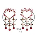 Detailed view of XT-42 red resin rhinestones for festival body and chest decoration - XT-42 Red Gold Decor Sticker