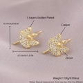 Golden ballet dancer stud earrings with zircon crystals on soft pink satin fabric - Angel Girl Style