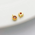 14K gold filled round bezel pendant with orange zircon stone for DIY jewelry making - Single Loop 4*6mm / Orange Red
