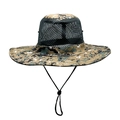 Digital camouflage boonie hat with breathable black mesh and adjustable wind cord - M(56-58cm) / Camo Dark Khaki