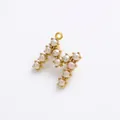 Letter M pendant in gold plating with elegant white and pink pearls for DIY jewelry - Letter M - Pink