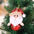 Santa Claus plush doll with red metal bell and plaid hat for Christmas tree decoration - Santa with Red Round Bell
