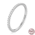 Elegant S925 sterling silver eternity ring with micro-set diamonds in a minimalist design - Size 6 / Silver (SCR066)