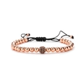 Bracelet perles or rose avec boule zircon noir et cordon noir réglable pour femmes - Boule de Zircon / Or rose