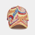 Detail of colorful rainbow tie-dye baseball cap featuring cotton canvas texture and stitching - Red Orange Blue Green Tie-Dye (2#)