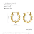 Orecchini a cerchio placcati oro 18 carati in acciaio con perle e chiusura a scatto - Oro 18K / Oro