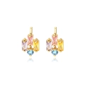 Exquisite 18k gold plated stud earrings with colorful rectangular and round zircons - Gold Plated Colorful Zirconia (E2389)