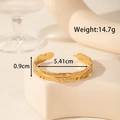 Adjustable golden feather-shaped stainless steel open cuff bracelet for women - Detailed Feather Style (YB-197)