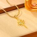 Gold stainless steel North Star pendant necklace with cubic zirconia on snake chain - North Star Pendant (Gold Necklace I204) / Gold