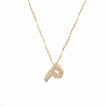 Gold titanium steel necklace with letter P pendant featuring micro-set cubic zirconia - Letter P
