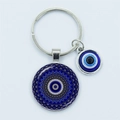 Türkischer Anhänger Schlüsselanhänger mit blauem Mandala und Evil Eye Amulett - Geometrisches Mandala-Muster